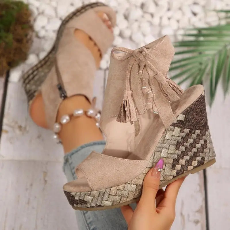 Boho Tassel Wedge Sandals