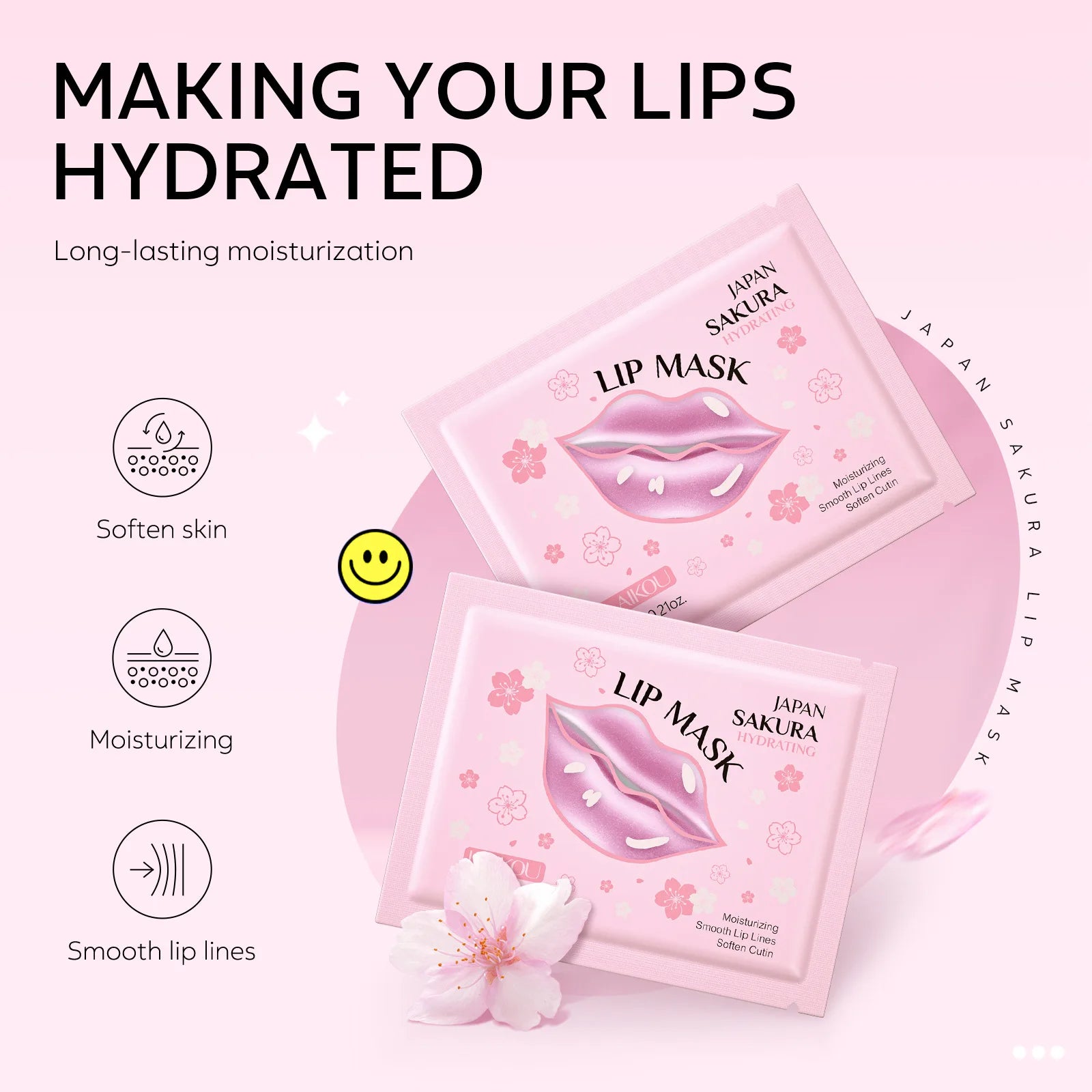 LAIKOU 5/10pcs Lip Mask Lip Care Moisturizing Hydrating Repair Lighten Lip Lines  Gel Patch Lips Pad Patches Care Products