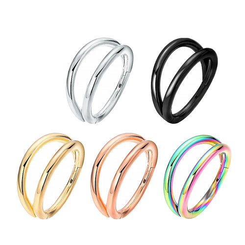 Double Hoop Nose Rings – Minimalist Stacked Piercing