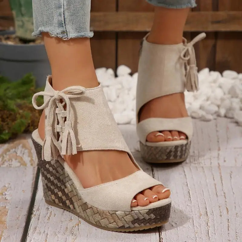 Boho Tassel Wedge Sandals
