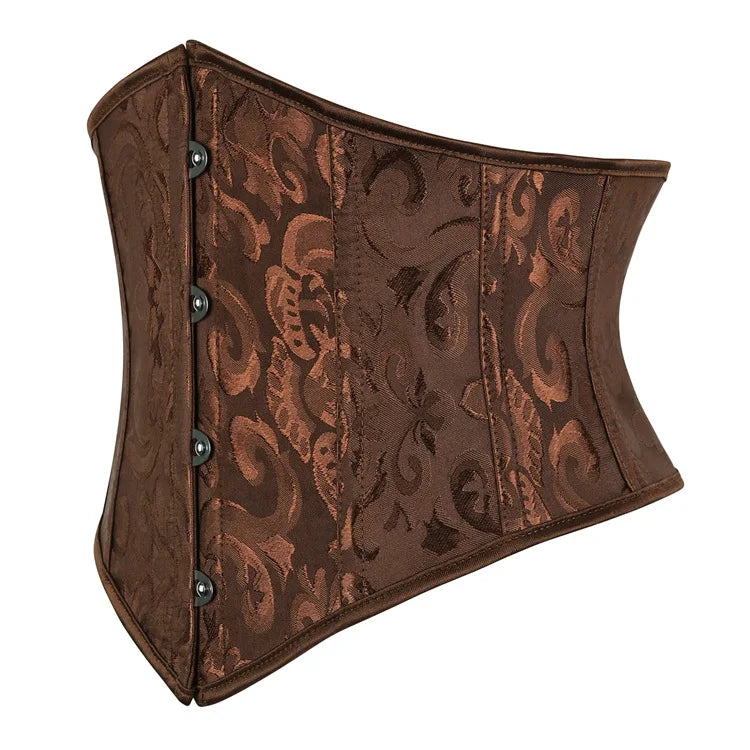 Baroque Jacquard Underbust Corset with Ribbon Lace-Up Back
