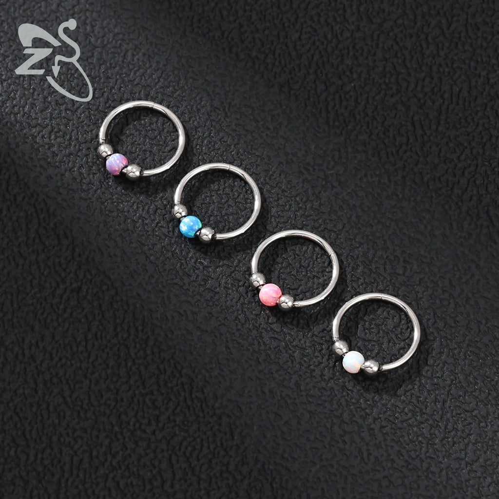 Opal Stainless Steel Nose Ring & Septum Hoop | 20G/18G/16G | 8MM/10MM