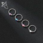 Opal Stainless Steel Nose Ring & Septum Hoop | 20G/18G/16G | 8MM/10MM