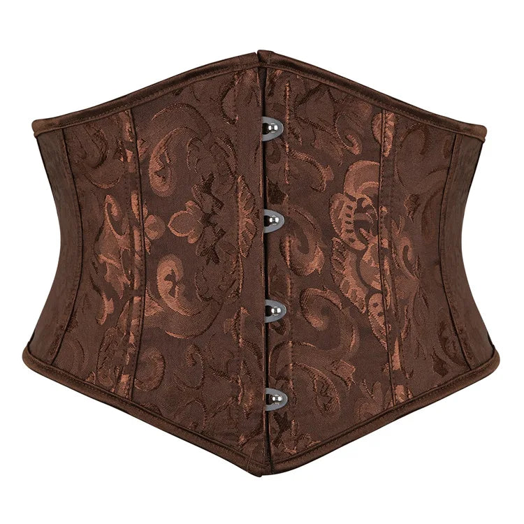 Baroque Jacquard Underbust Corset with Ribbon Lace-Up Back