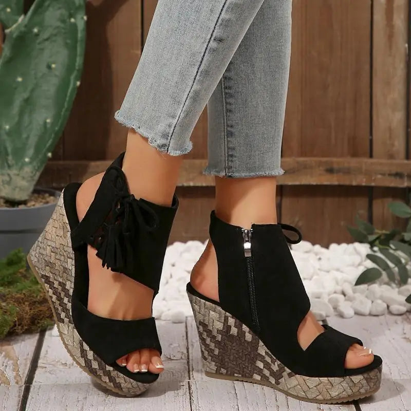 Boho Tassel Wedge Sandals