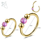 Opal Stainless Steel Nose Ring & Septum Hoop | 20G/18G/16G | 8MM/10MM