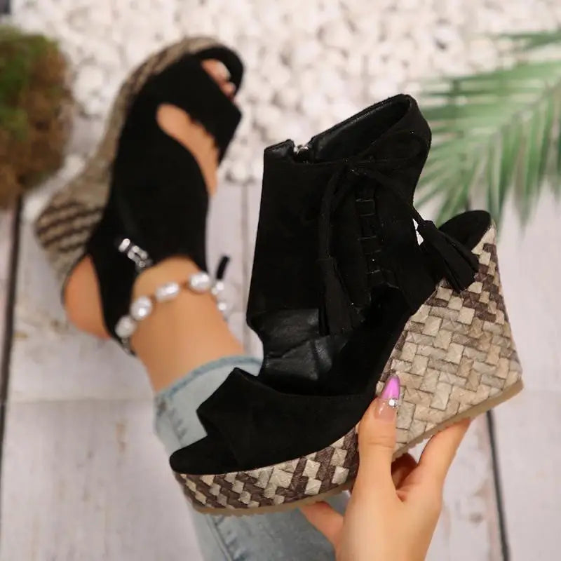 Boho Tassel Wedge Sandals
