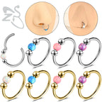 Opal Stainless Steel Nose Ring & Septum Hoop | 20G/18G/16G | 8MM/10MM