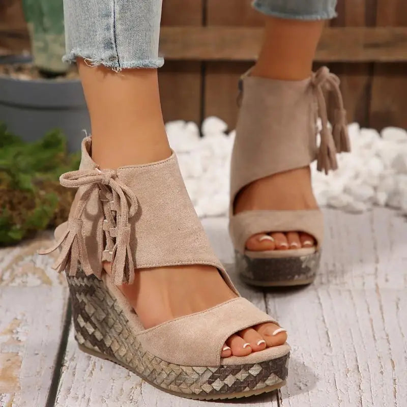Boho Tassel Wedge Sandals