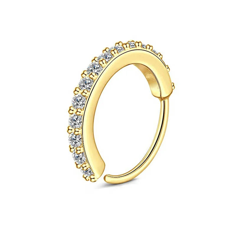Rhinestone Nose Ring for Women Nasal Septum Daily Wear Body Jewelry Piercing Accessory Ladies Fashion Accessory