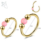 Opal Stainless Steel Nose Ring & Septum Hoop | 20G/18G/16G | 8MM/10MM