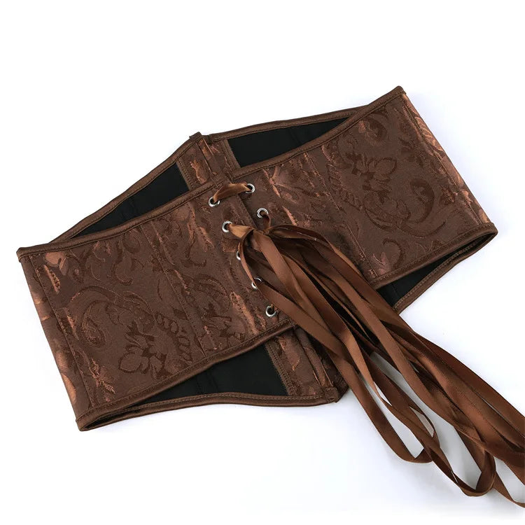 Baroque Jacquard Underbust Corset with Ribbon Lace-Up Back