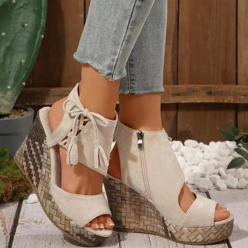 Boho Tassel Wedge Sandals
