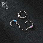 Opal Stainless Steel Nose Ring & Septum Hoop | 20G/18G/16G | 8MM/10MM