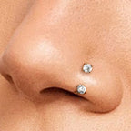 Horseshoe Nose Rings 18G Stainless Steel Double Gem