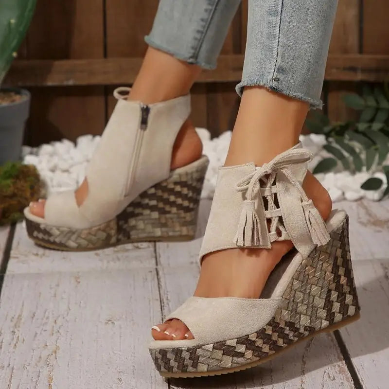 Boho Tassel Wedge Sandals
