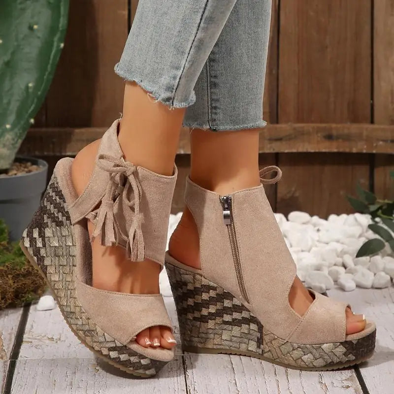 Boho Tassel Wedge Sandals
