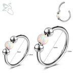 Opal Stainless Steel Nose Ring & Septum Hoop | 20G/18G/16G | 8MM/10MM