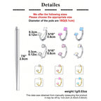 Horseshoe Nose Rings 18G Stainless Steel Double Gem