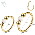 Opal Stainless Steel Nose Ring & Septum Hoop | 20G/18G/16G | 8MM/10MM