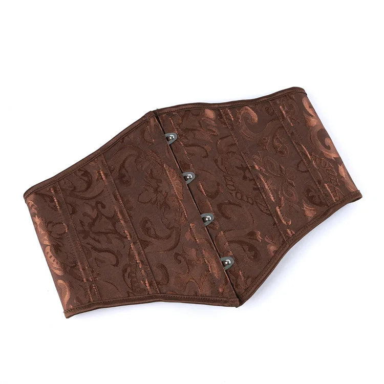 Baroque Jacquard Underbust Corset with Ribbon Lace-Up Back