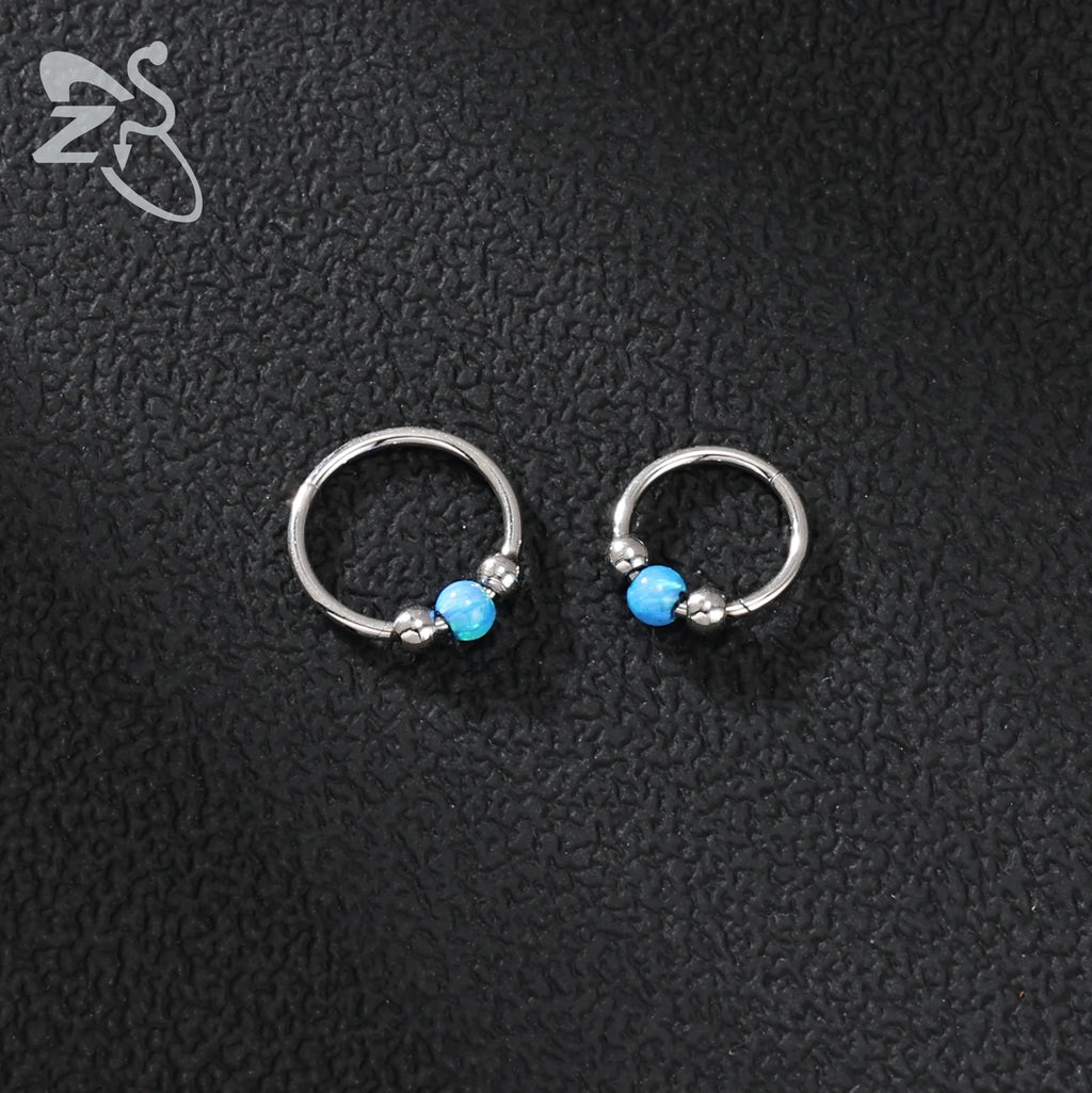 Opal Stainless Steel Nose Ring & Septum Hoop | 20G/18G/16G | 8MM/10MM