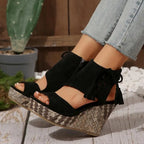 Boho Tassel Wedge Sandals